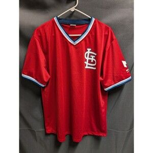 St Louis Cardinals 1 The Wizard Jersey Men XL Red Mesh V Neck Vintage MLB
